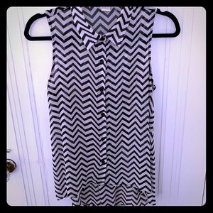 Chevron high low sheer blouse